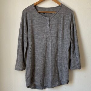 Woman’s Grey Long Sleeve Henley Shirt